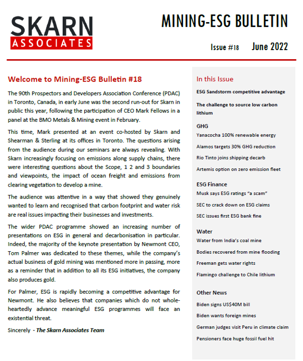 Skarn Mining-ESG Bulletin #18